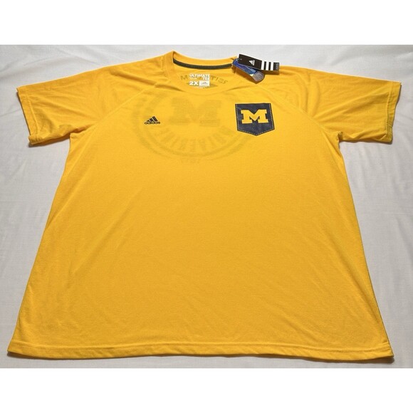 Michigan Wolverines Adidas Shirt Mens 2XL  NCAA Football Basketball Yellow *READ - Picture 1 of 13
